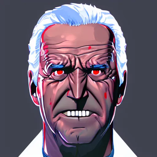 Prompt: angry joe biden with glowing white eyes, detailed, artstation