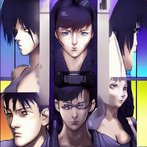 Prompt: action scene, female cyberpunk, symmetrical faces and eyes symmetrical body, Ghost in the Shell, Madhouse anime studios Black Lagoon Perfect Blue, Wit studio anime, Jormungand anime, studio lighting, bright colors, beautiful, 35mm lens, vibrant, high contrast