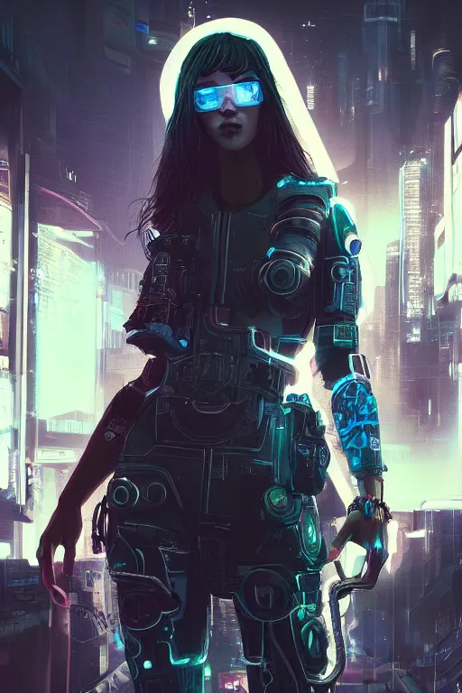 Prompt: t pose, cyberpunk, female character, beautiful head, nice legs, concept art, artstation, intricate details, dramatic lighting
