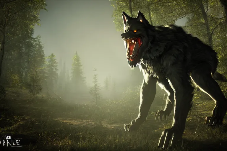 Image similar to werewolf from van helsing unreal engine hyperreallistic render 8k character concept art moon forest