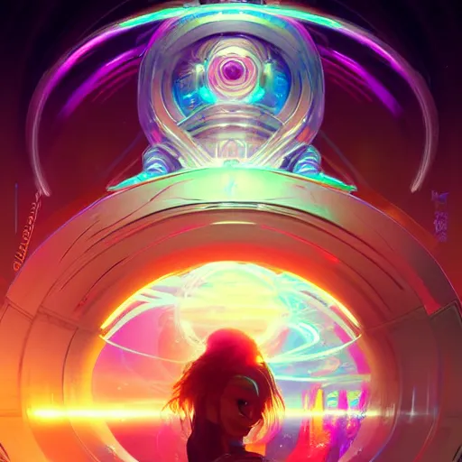 Image similar to a netrunner vortex, vaporwave aesthetic, colorful, psychedelic, digital painting, artstation, concept art, smooth, sharp focus, illustration, art by artgerm and greg rutkowski and alphonse mucha