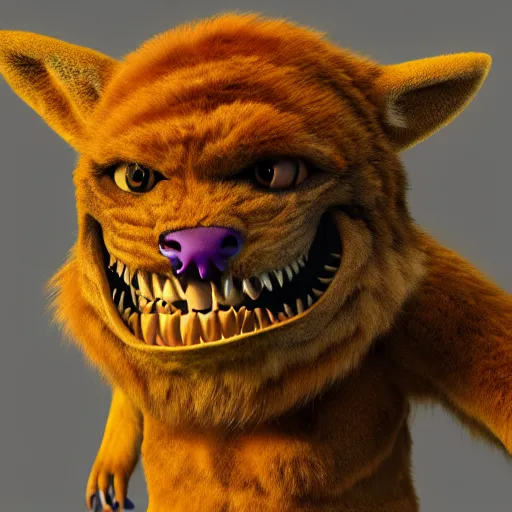 Image similar to furry friendly monster, photorealistic, colored, unreal engine, vray, 5 5 mm
