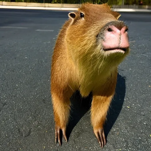 Image similar to capybara wearing a suit, full body, facing camera, centered, high quality art