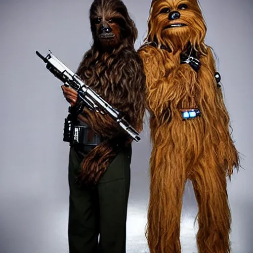 Prompt: snoop dogg as chewbacca and martha stewart as han solo in star wars