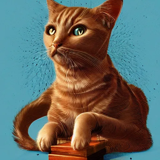 Prompt: Schrodinger cat, quantum mechanics, Surrealism, highly detailed, smooth, artstation, digital illustration