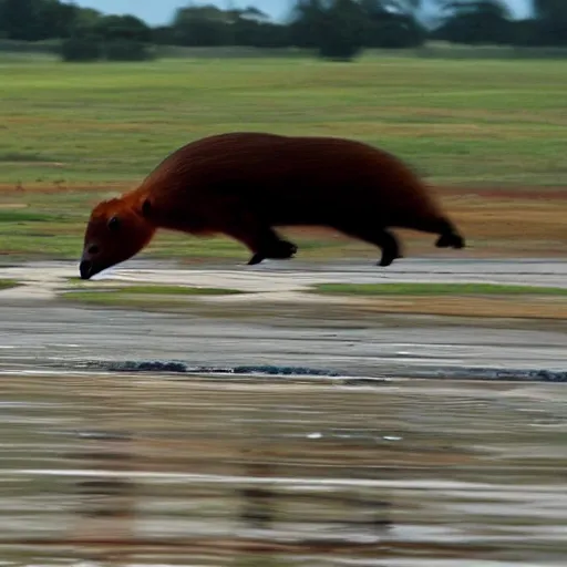 Image similar to capybara flying a plane