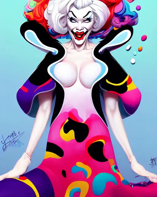 Image similar to digital art, centered portrait of smiling cruella deville, happy, colorfull, joyeous by james jean and by artgerm, by ross tran, ultradetailed, charachter design, concept art, trending on artstation,