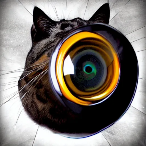 Image similar to cat that can do everything fisheye, retro, motivation