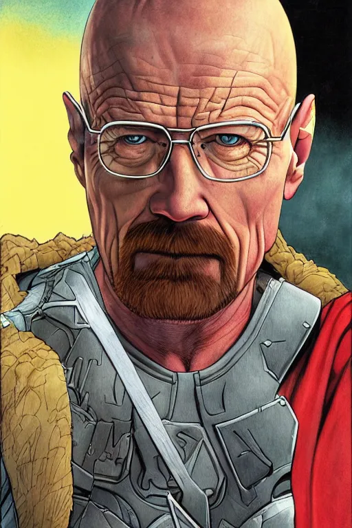 Prompt: Walter White as Thor, by Joe Jusko