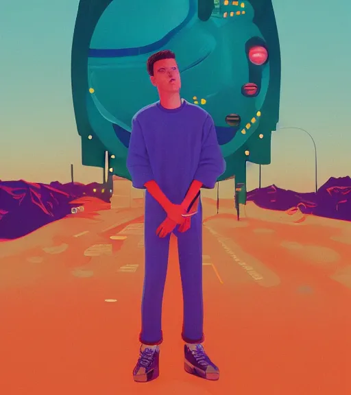 Prompt: rex orange county, an album cover by mike winkelmann, cubo - futurism, synthwave, outrun, chillwave, trending on artstation