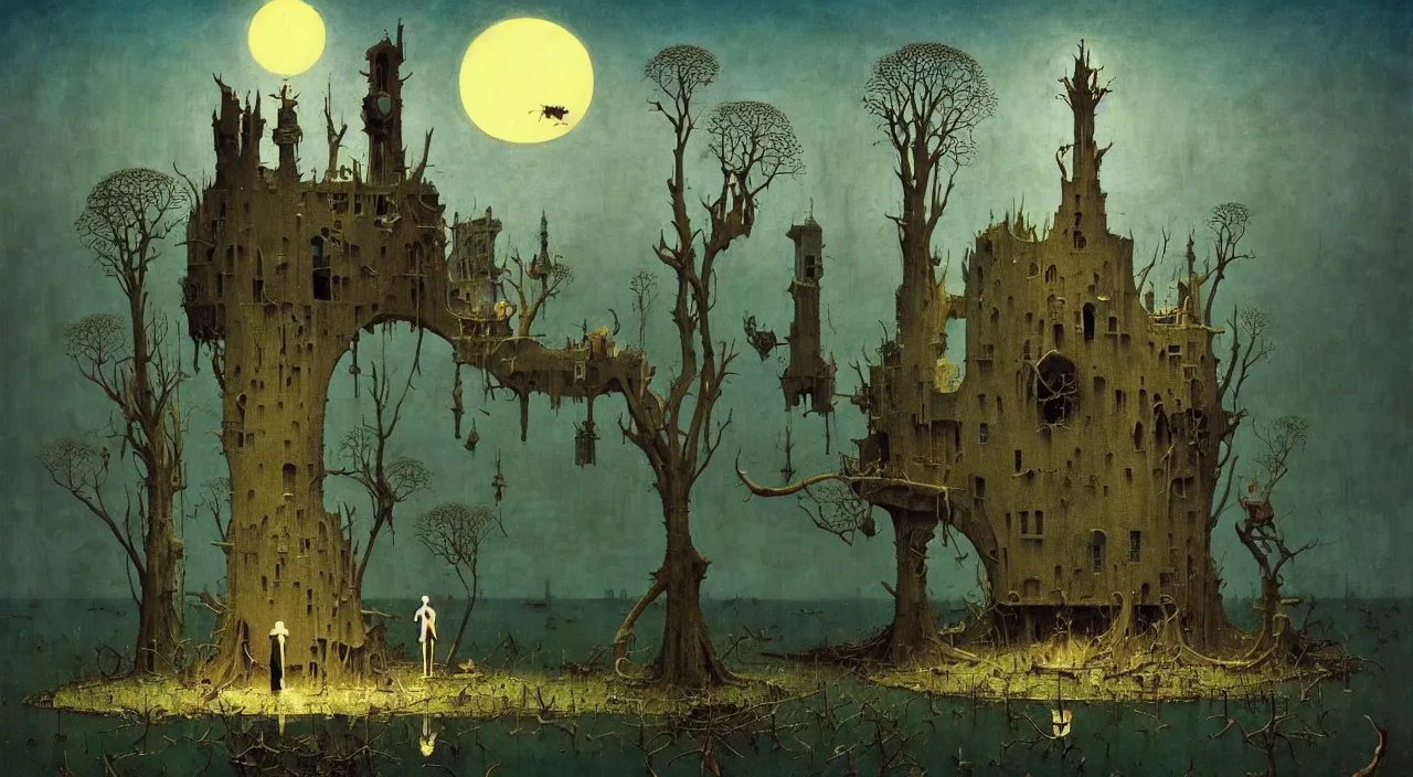 Image similar to single flooded simple!! bone! tower anatomy, very coherent and colorful high contrast masterpiece by norman rockwell franz sedlacek hieronymus bosch dean ellis simon stalenhag rene magritte gediminas pranckevicius, dark shadows, sunny day, hard lighting