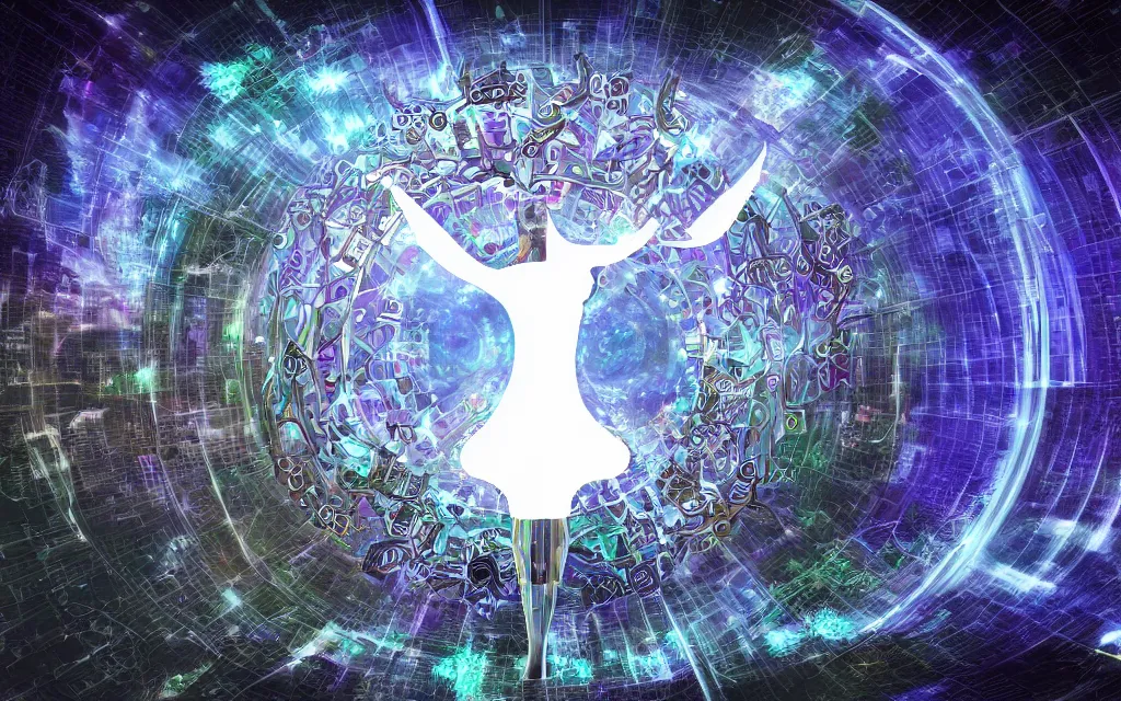 Prompt: prophecy of a techno - spiritual utopian gods, perfect future, award winning digital art