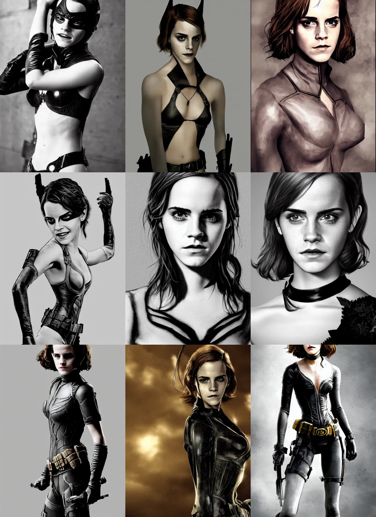 Prompt: still of emma watson from the dark knight ( 2 0 0 8 ) as catwoman, half body shot in the style of petter hegre, by charlotte grimm, very intricate photorealistic, 8 k, smooth, artstation