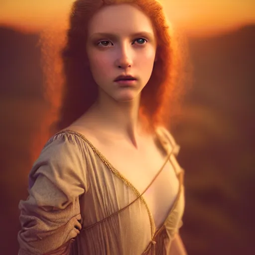 Image similar to photographic portrait of a stunningly beautiful renaissance emo female maiden in soft dreamy light at sunset, contemporary fashion shoot, by edward robert hughes, annie leibovitz and steve mccurry, david lazar, jimmy nelsson, breathtaking, 8 k resolution, extremely detailed, beautiful, establishing shot, artistic, hyperrealistic, beautiful face, octane render