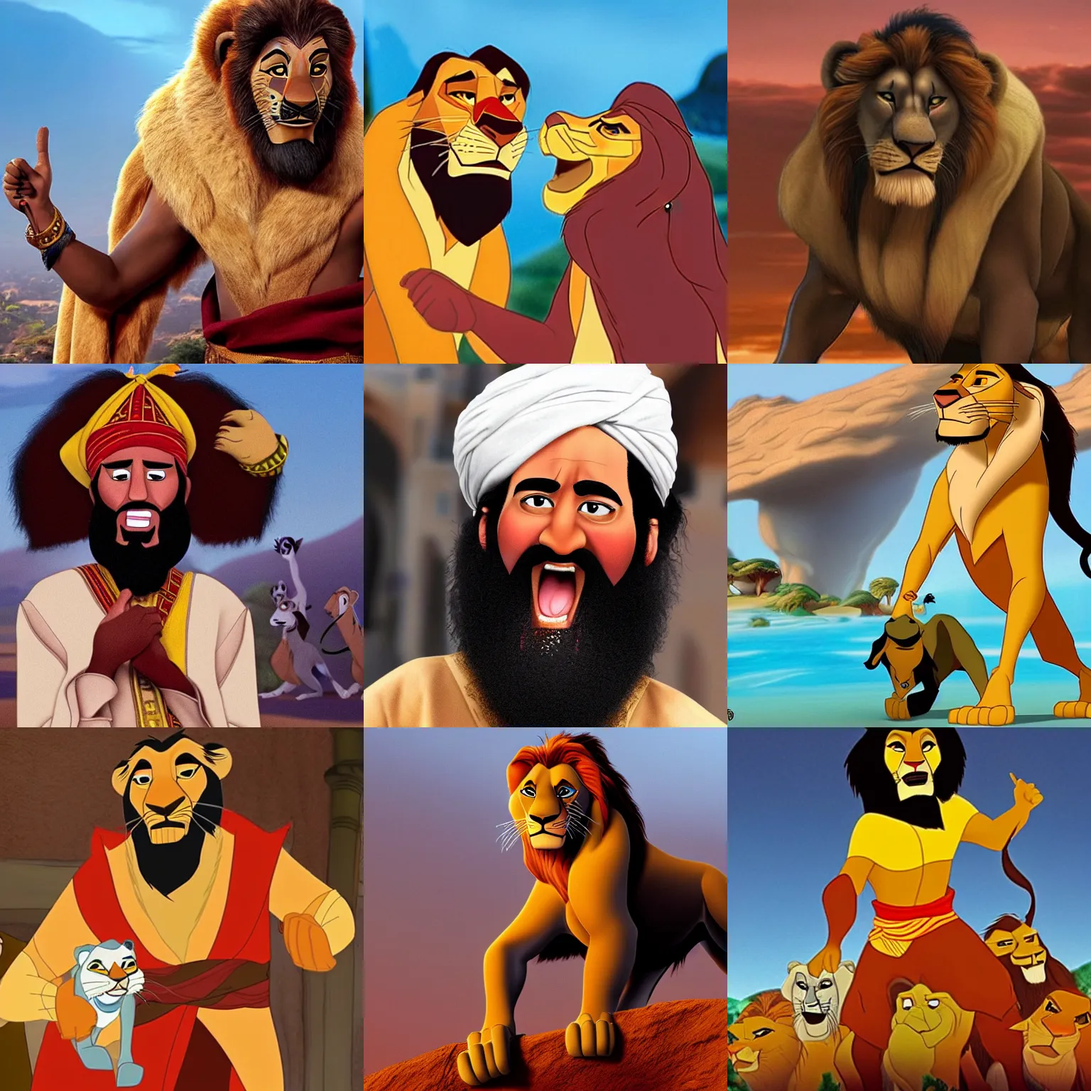 Prompt: Bin Laden in Disney's The Lion King