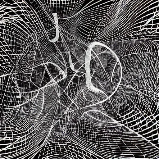 Image similar to abstract black and white concept art graphic painting illustrating neural network, overcomplicated, math inspired, hyper detailed, psychodelic, creepy