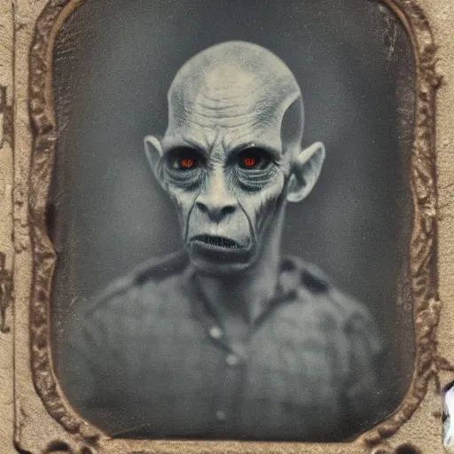 Image similar to a tintype of an angry alien