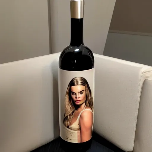 Prompt: margot robbie as a bottle of wine