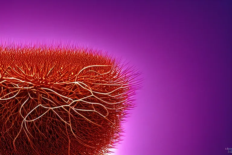 Image similar to jungle of the rambutan, art by ron miller and matthew stawicki and jurgen ziewe, trending on artstation, halfrear lighting microscopic view telephoto lens, cgsociety, final, long exposure, socialist realism