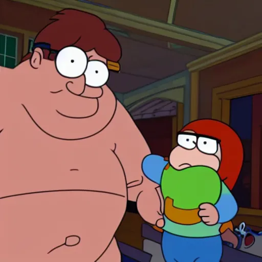 Prompt: peter griffin punching a baby 4k
