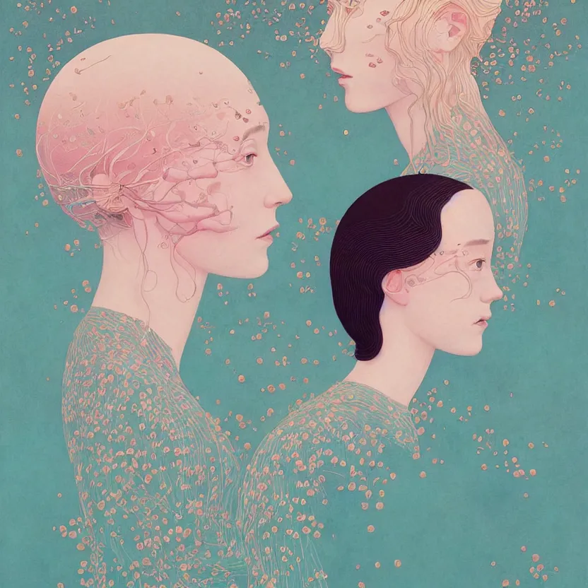 Image similar to portrait painting of a female, surrealism, children's illustration, aesthetically pleasing natural and pastel colors, art by victo ngai, portrait