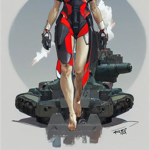 Prompt: Italian R3 Prototype Tank small fast human girl, cant stay on track wobbly, pencil sketch, anime, evangelion, hybrid human/tank, female wearing tanks parts as clothes, sharp focus, concept-art, art by Artgerm and Greg Rutkowski and Alphonse Mucha