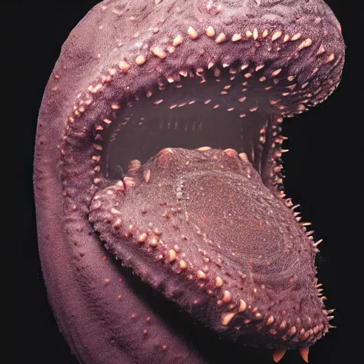Image similar to scary and herbivorous deepsea blob shark, National Geographic, 8k, black background