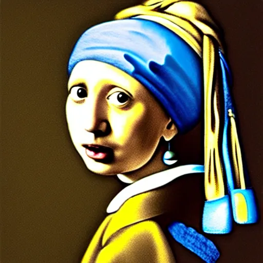 Prompt: portrait of cookie monster as girl with pearl earring