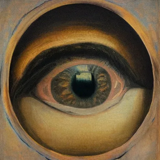 Prompt: and eye peering into an eye through and eye impressionistic style renaissance paintings