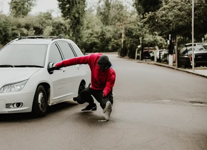 Image similar to man punching a car