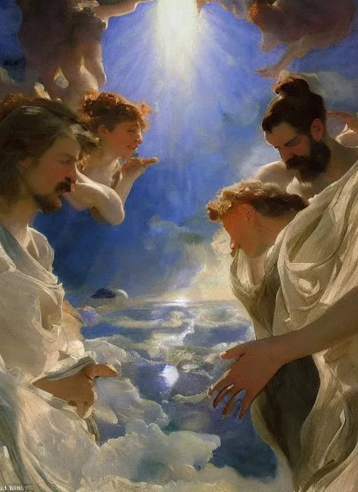 Image similar to a painting so beautiful and universally loved it creates peace on earth, profound epiphany, atmospheric, by john singer sargent and agostino arrivabene and joaquin sorolla