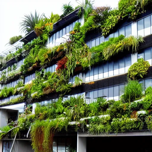 Image similar to a lush living wall on a building made of native new zealand epiphytes and vines