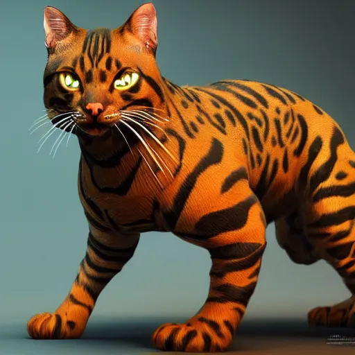 Image similar to a bengal cat with robotic armor, unreal engine, highly detailed, concept art, artstation, insanely detailed, intricate, elegant