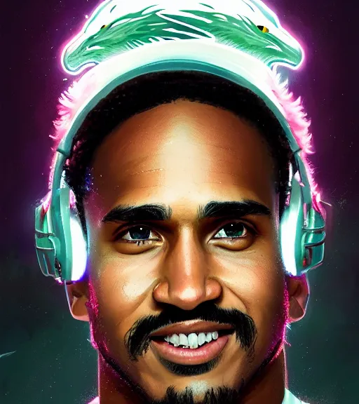 Image similar to highly detailed portrait of jalen hurts, philadelphia eagles football, unreal engine, fantasy art by greg rutkowski, loish, rhads, ferdinand knab, makoto shinkai and lois van baarle, ilya kuvshinov, rossdraws, tom bagshaw, global illumination, radiant light, detailed and intricate environment