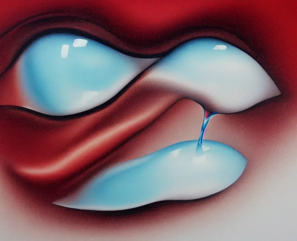 Image similar to realistic and detailed soft airbrush of a glossy water drop dripping on a white background, inspired by 8 0's airbrush illustrations, art by pater sato