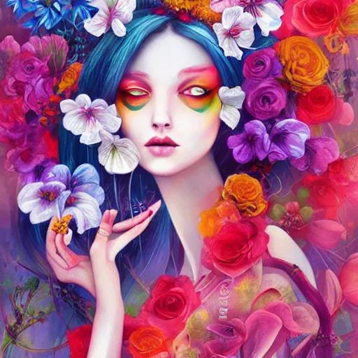 Prompt: flowers bold colours by Anna Dittmann