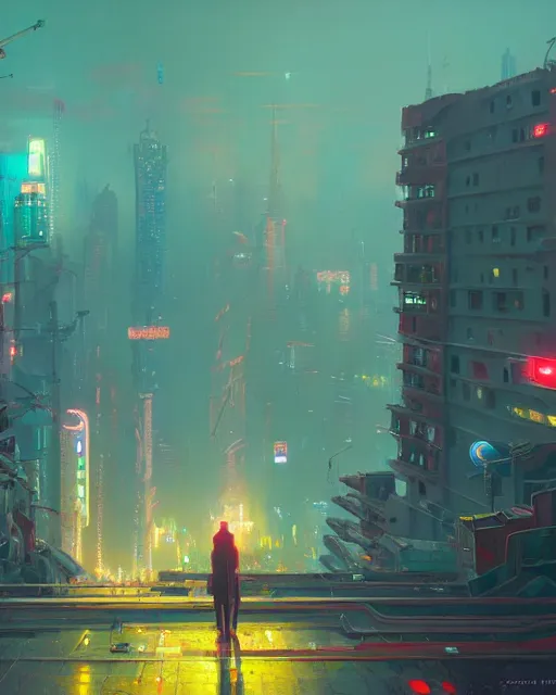 Image similar to painting of cyberpunk kyiv, detailed, by simon stalenhag, cory loftis, james gilleard, atey ghailan, makoto shinkai, goro fujita, studio ghibli, rim light, exquisite lighting, clear focus, very coherent, plain background, soft painting