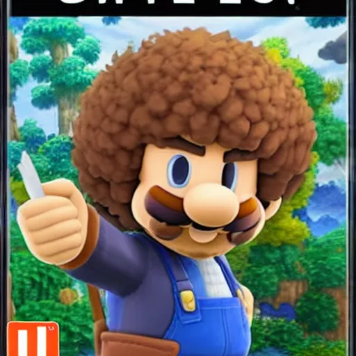 Prompt: Bob Ross as a Super Smash bros ultimate character, Nintendo switch