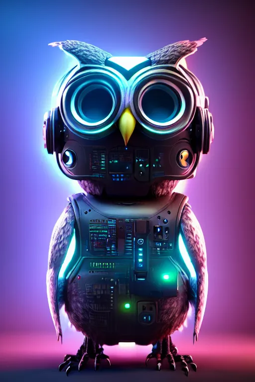 Prompt: high quality 3 d render very cute cyborg owl! with boombox, cyberpunk highly detailed, unreal engine cinematic smooth, in the style of blade runner & detective pikachu, hannah yata charlie immer, moody light, low angle, uhd 8 k, sharp focus