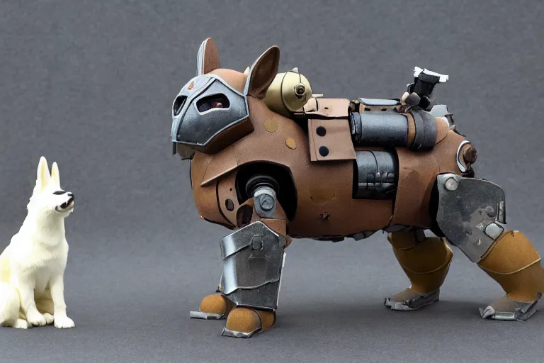 Image similar to heavily armoured mechanical corgi by studio ghibli