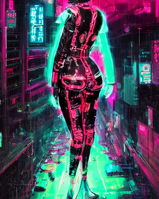 Image similar to detailed portrait Neon Operator Girl, cyberpunk futuristic neon, reflective catsuit, decorated with traditional Japanese ornaments by Ismail inceoglu dragan bibin hans thoma !dream detailed portrait Neon Operator Girl, cyberpunk futuristic neon, reflective puffy coat, decorated with traditional Japanese ornaments by Ismail inceoglu dragan bibin hans thoma greg rutkowski Alexandros Pyromallis Nekro Rene Maritte Illustrated, Perfect face, fine details, realistic shaded, fine-face, pretty face