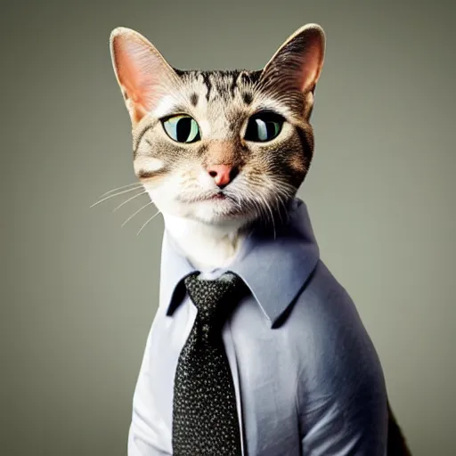 Prompt: a cat with a snarky smile and wearing a business suit