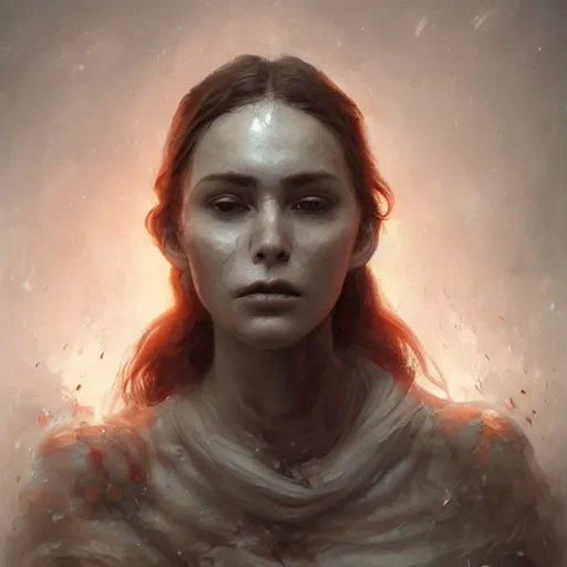 Image similar to portrait of a woman, sad, cry, gloomy, blood, fire, intricate, elegant, highly detailed, digital painting, artstation, concept art, matte, sharp focus, illustration, octane render, unreal engine, art by aenaluck and roberto ferri and greg rutkowski, epic fantasy, digital painting