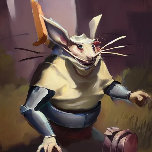 Image similar to greg manchess portrait painting of partially armored doormouse from alice in wonderland as overwatch character, medium shot, asymmetrical, profile picture, organic painting, sunny day, matte painting, bold shapes, hard edges, street art, trending on artstation, by huang guangjian, gil elvgren, ruan jia, randy vargas, greg rutkowski