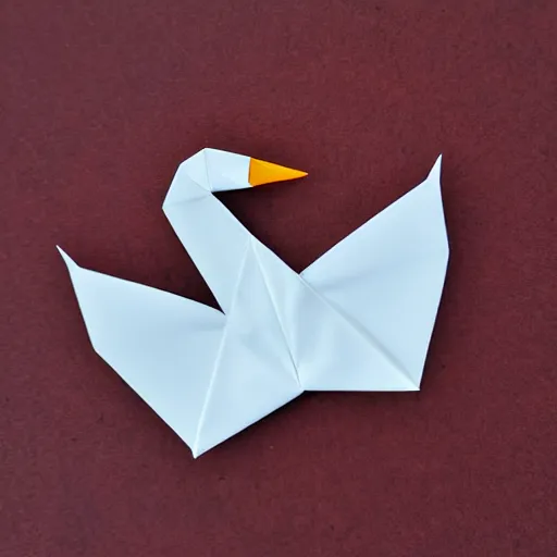 Image similar to origami swan floating on dark water