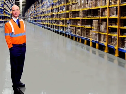 Image similar to jeff bezos working in an amazon warehouse