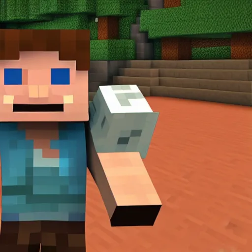 Image similar to steve from minecraft making a shocked face 4k