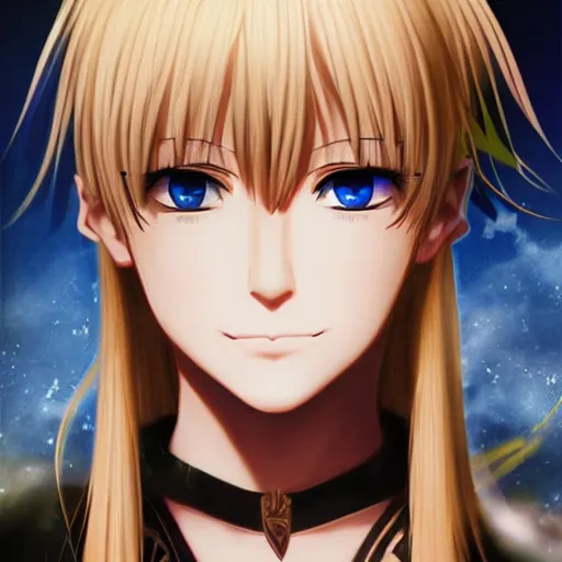 Prompt: realistic portrait of saber from fate anime