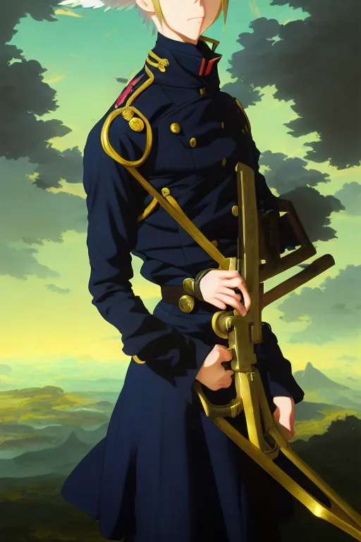 Prompt: baroque oil painting, anime key visual full body portrait character concept art, maid nazi ss commander, kuudere kawaii noble blond hair blue eyes, dictator fascist nationalist, brutalist grimdark fantasy, trending pixiv fanbox, rule of thirds golden ratio, makoto shinkai genshin impact studio ghibli jamie wyeth greg rutkowski chiho aoshima