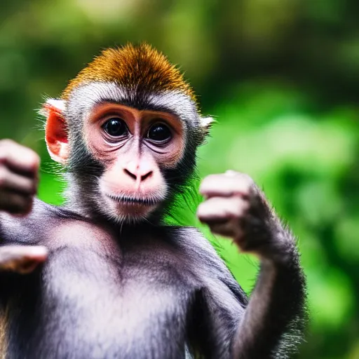 Image similar to selfie of a monkey giving thumbs up